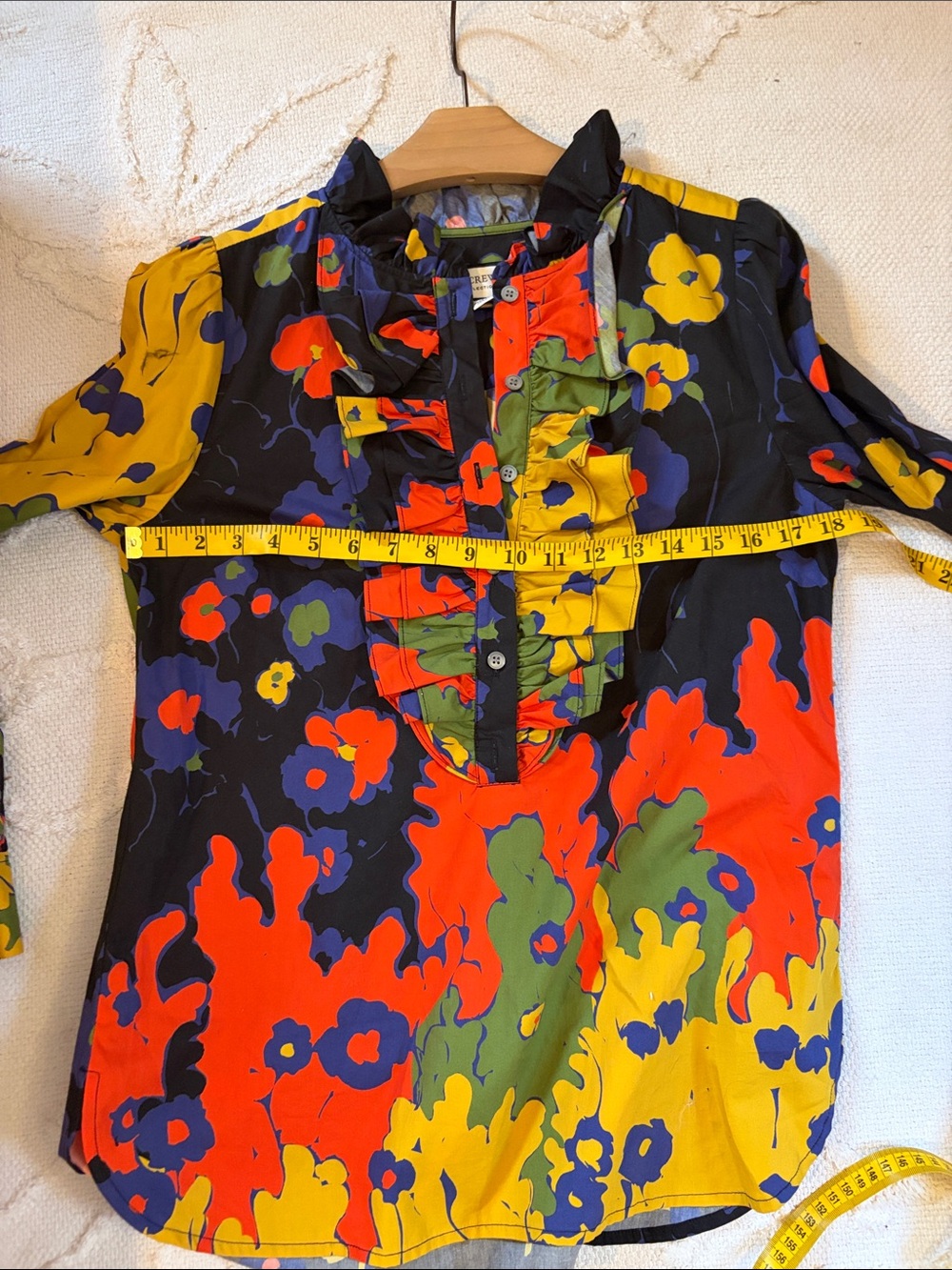 NWT J.Crew Collection Ratti Ruffle-Front Floral Button Front Blouse - Picture 7 of 7